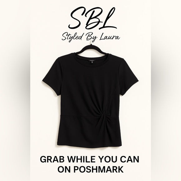 Express Black Twist-Front Tee — Size Large — EUC ❤️❤️❤️ - Picture 15 of 17